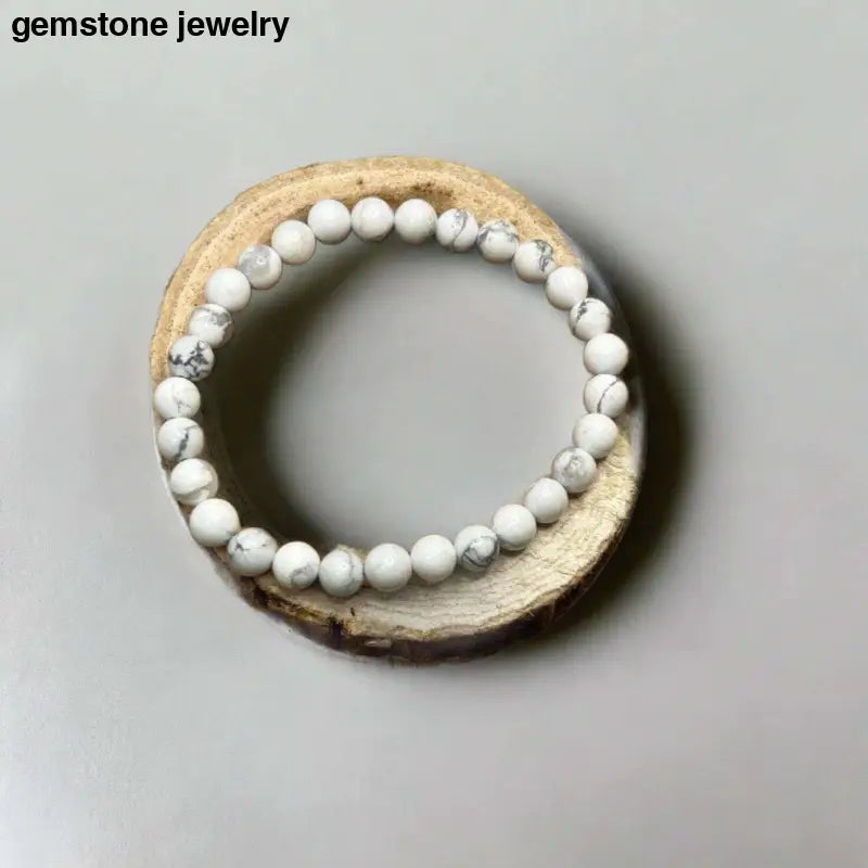 Grade AAA White Howlite Bead Bracelet - Bec Sue Jewelry Shop