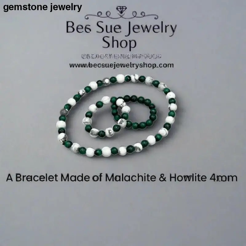 Green Malachite Bracelet, Malachite Howlite Bracelet, Malachite Jewelry - Bec Sue Jewelry Shop