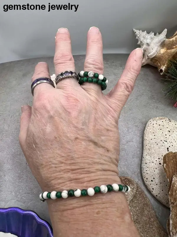 Green Malachite Bracelet, Malachite Howlite Bracelet, Malachite Jewelry - Bec Sue Jewelry Shop