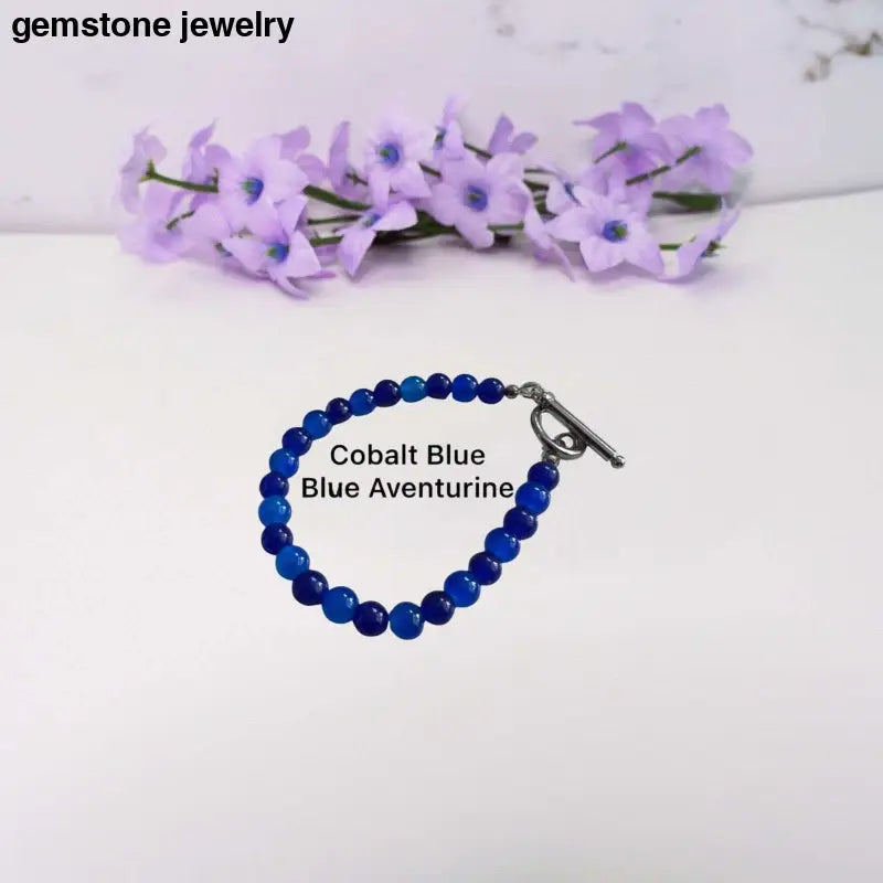 Handmade Cobalt Blue Aventurine Bracelet – Bohemian Elegance - 6.5 / blue / cobalt blue - bracelet