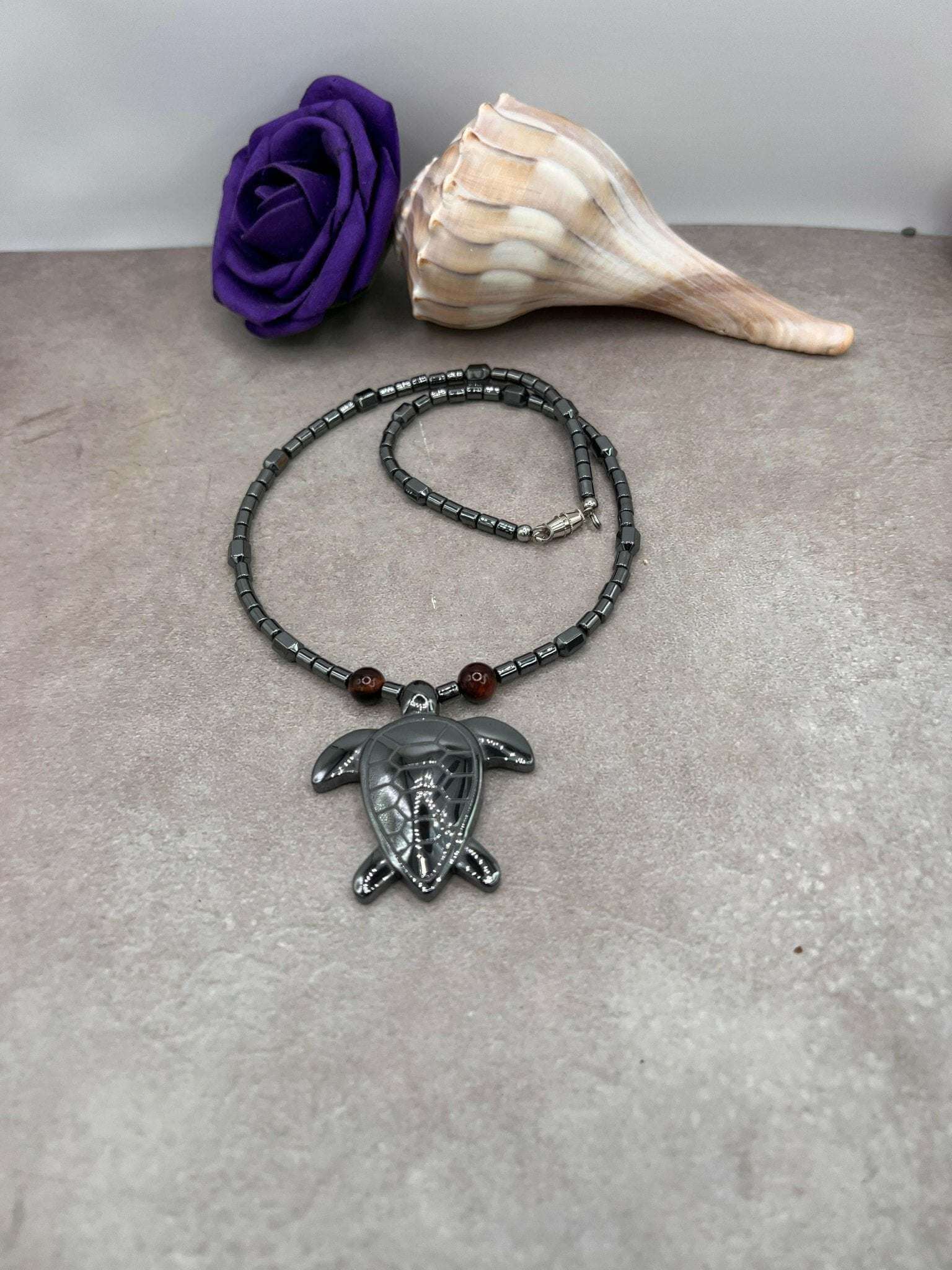 Handmade Hematite Turtle Necklace - Bec Sue Jewelry Shop