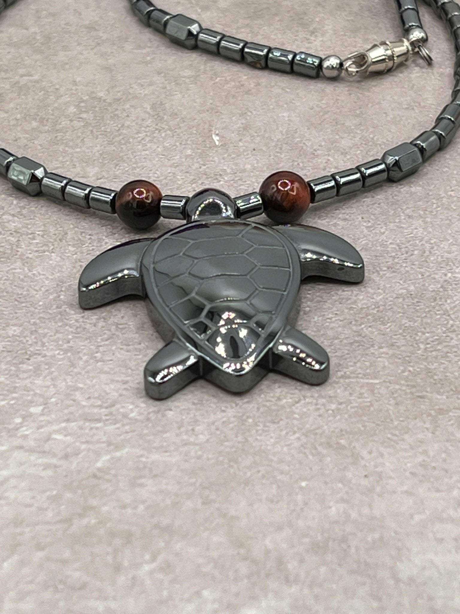 Handmade Hematite Turtle Necklace - Bec Sue Jewelry Shop