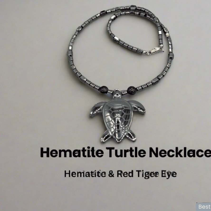 Handmade Hematite Turtle Necklace - Bec Sue Jewelry Shop