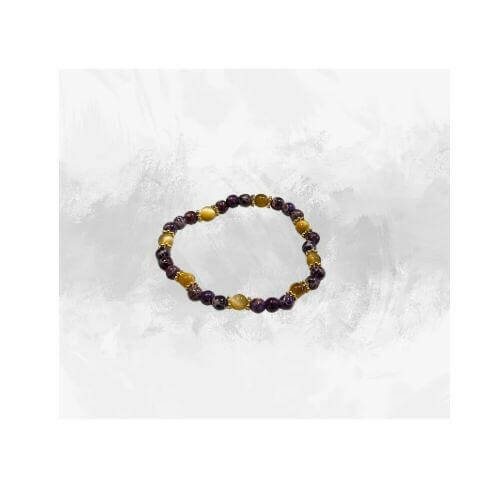 Handmade Purple Jasper & Gold Tiger Eye Bracelet - 6mm Beaded Gemstone Jewelry - Bec Sue Jewelry Shop