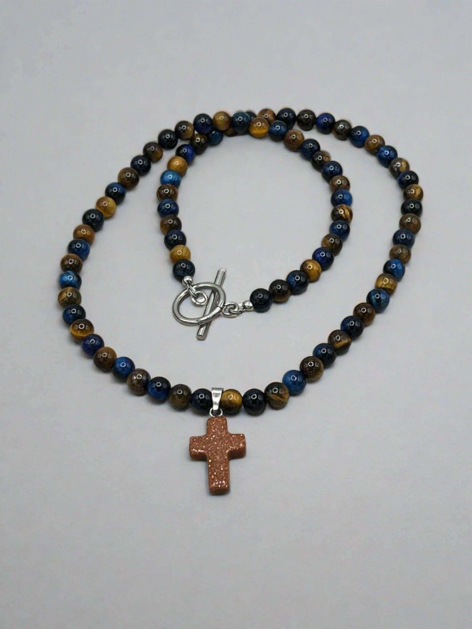 Handmade Unique Tiger Eye Cross Necklace - Bec Sue Jewelry Shop