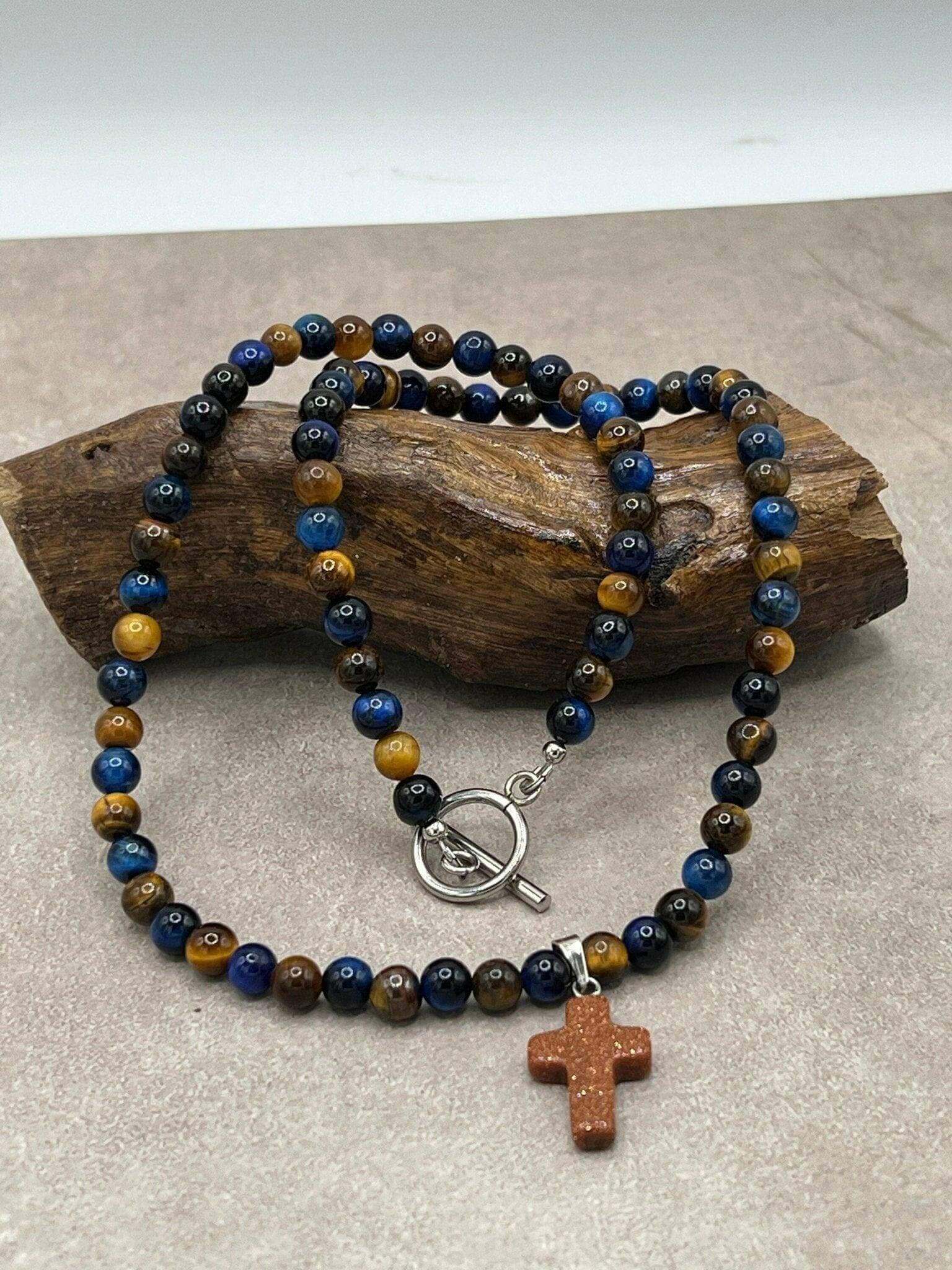 Handmade Unique Tiger Eye Cross Necklace - Bec Sue Jewelry Shop