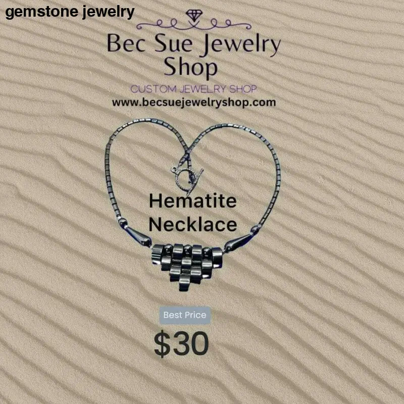 Gemstone Hematite Necklace, hematite Jewelry - Bec Sue Jewelry Shop