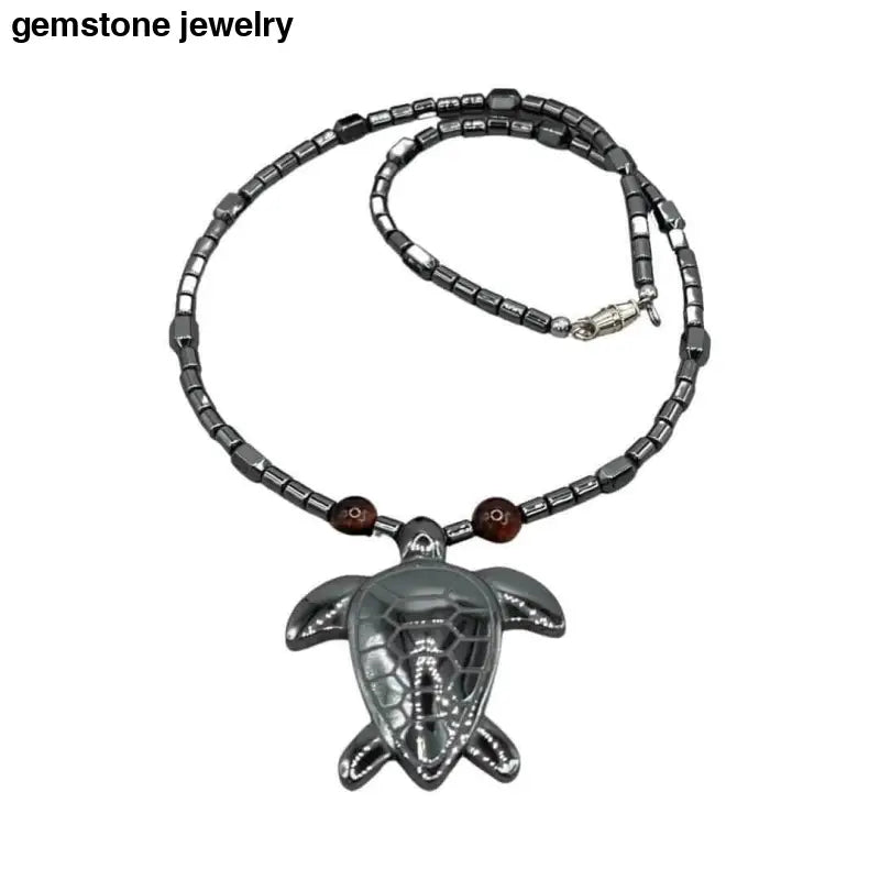 Handmade Hematite Turtle Necklace - Bec Sue Jewelry Shop