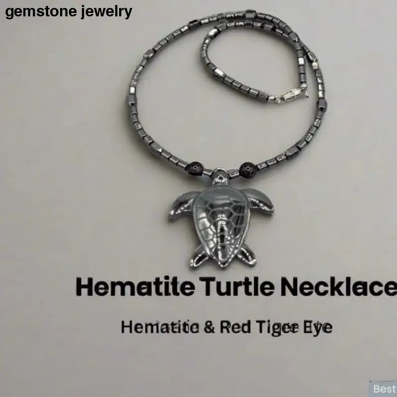 Handmade Hematite Turtle Necklace - Bec Sue Jewelry Shop