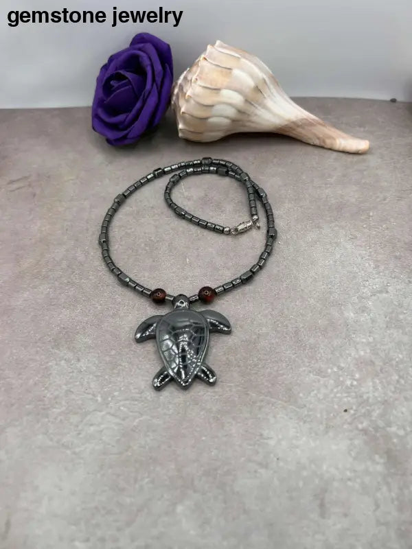 Handmade Hematite Turtle Necklace - Bec Sue Jewelry Shop