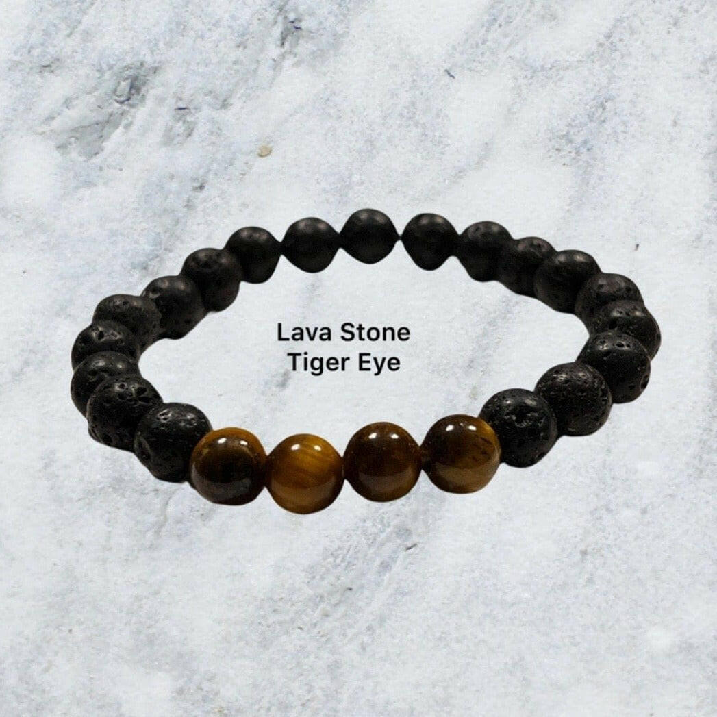 Lava Rock Bracelet, Lava Stone Bracelet, Tiger Eye Bracelet - Bec Sue Jewelry Shop