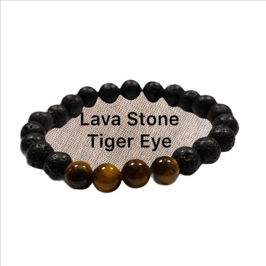 Lava Rock Bracelet, Lava Stone Bracelet, Tiger Eye Bracelet - Bec Sue Jewelry Shop