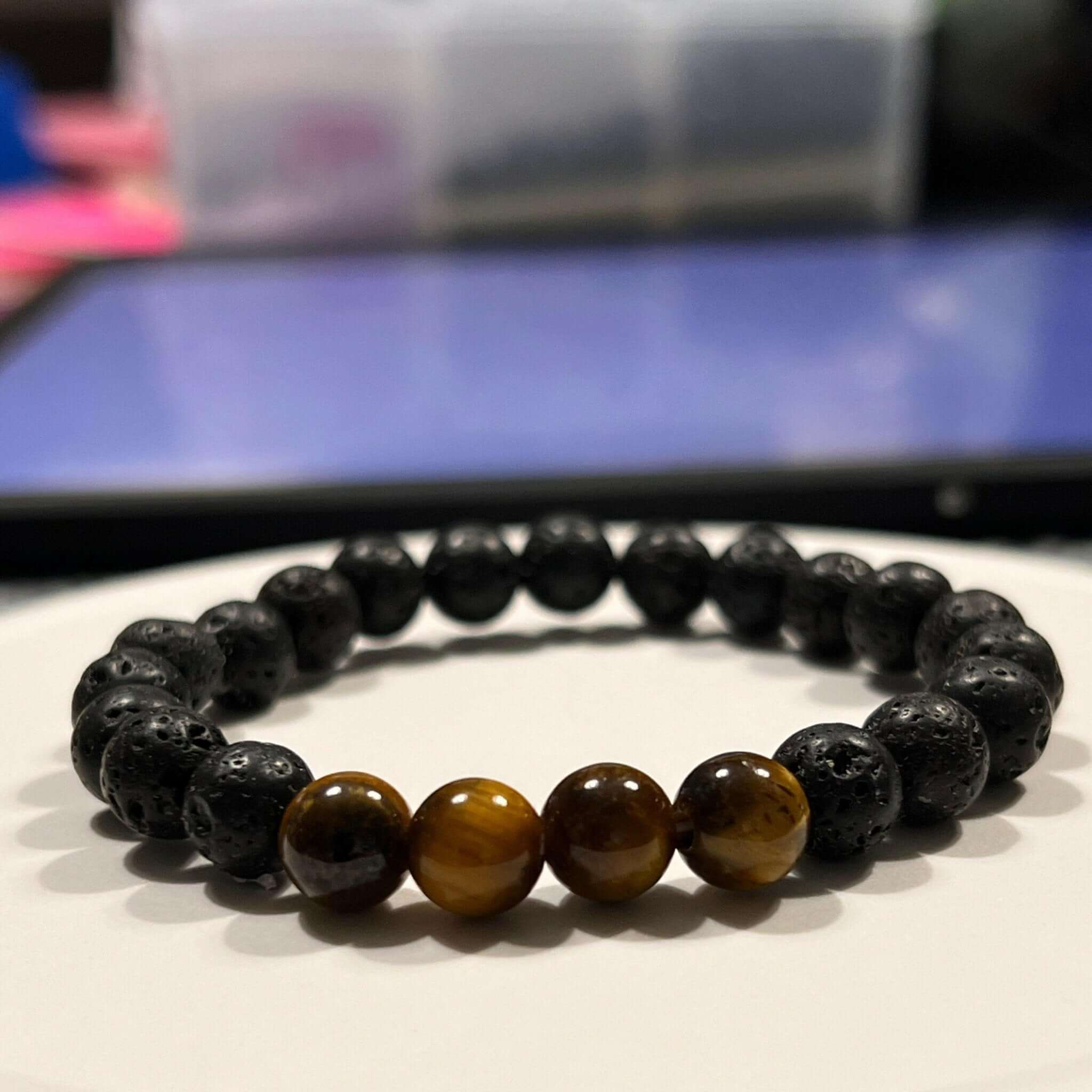 Lava Rock Bracelet, Lava Stone Bracelet, Tiger Eye Bracelet - Bec Sue Jewelry Shop