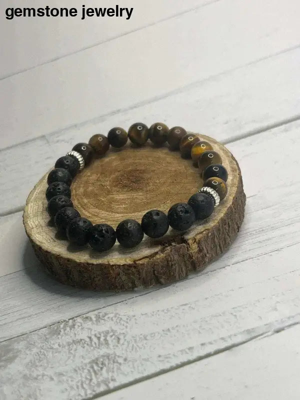 Lava Stone Bracelet, Tiger Eye Bracelet, Lava Rock Essential Oil bracelet - Bec Sue Jewelry Shop