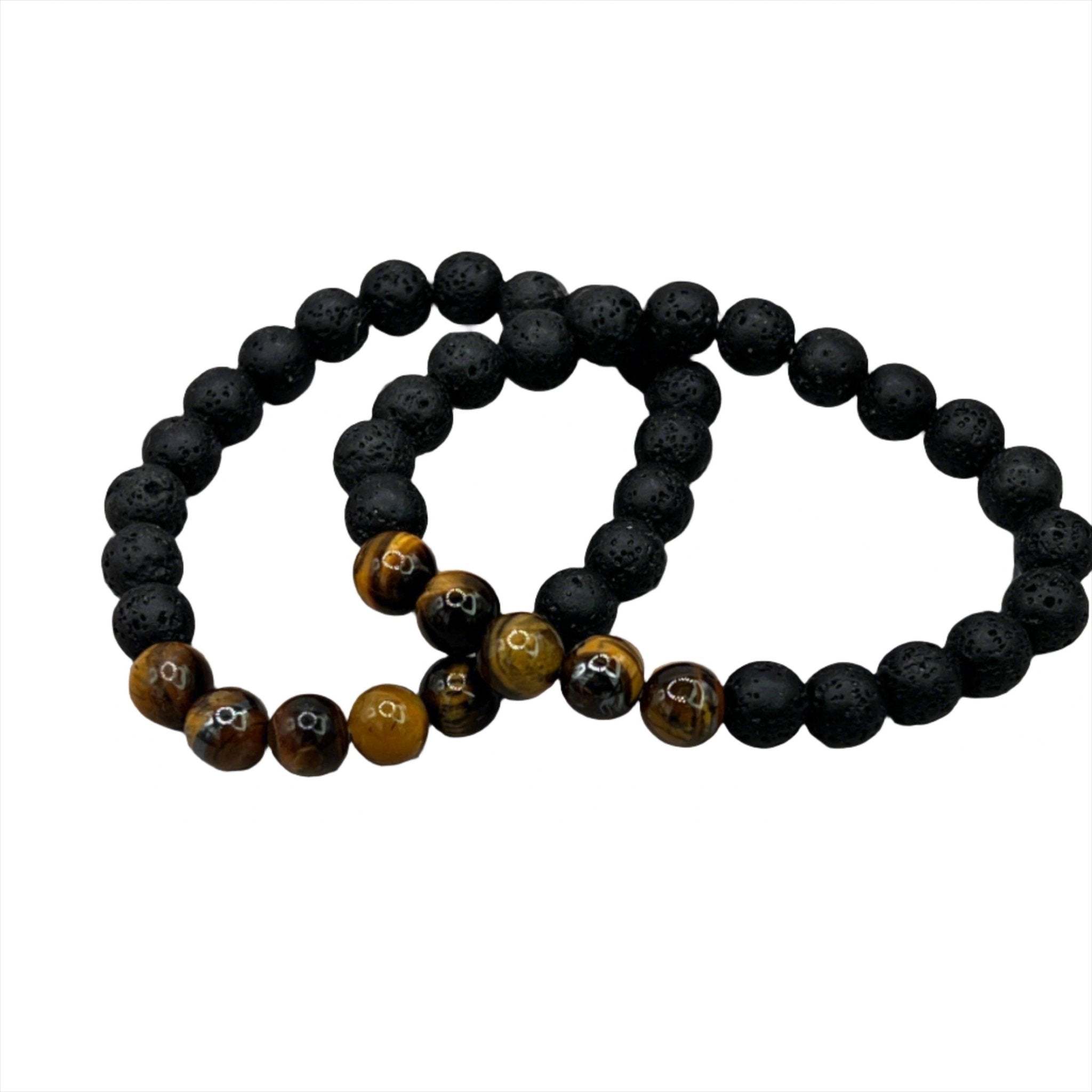 Lava Stone Bracelet for men, Lava Stone & Tiger Eye Bracelet - Bec Sue Jewelry Shop