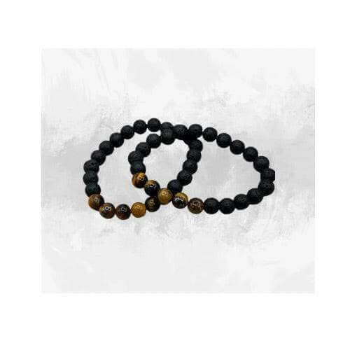 Lava Stone Bracelet for men, Lava Stone & Tiger Eye Bracelet - Bec Sue Jewelry Shop