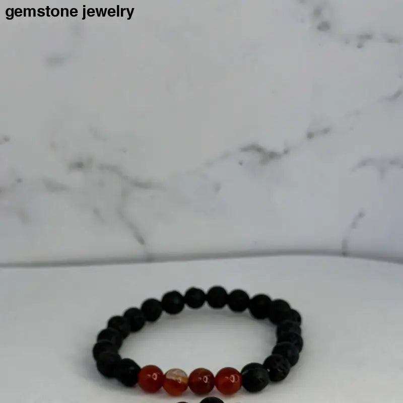 Mens Lava Stone Bracelet, Stone Bracelet, gem Bracelet - Bec Sue Jewelry Shop