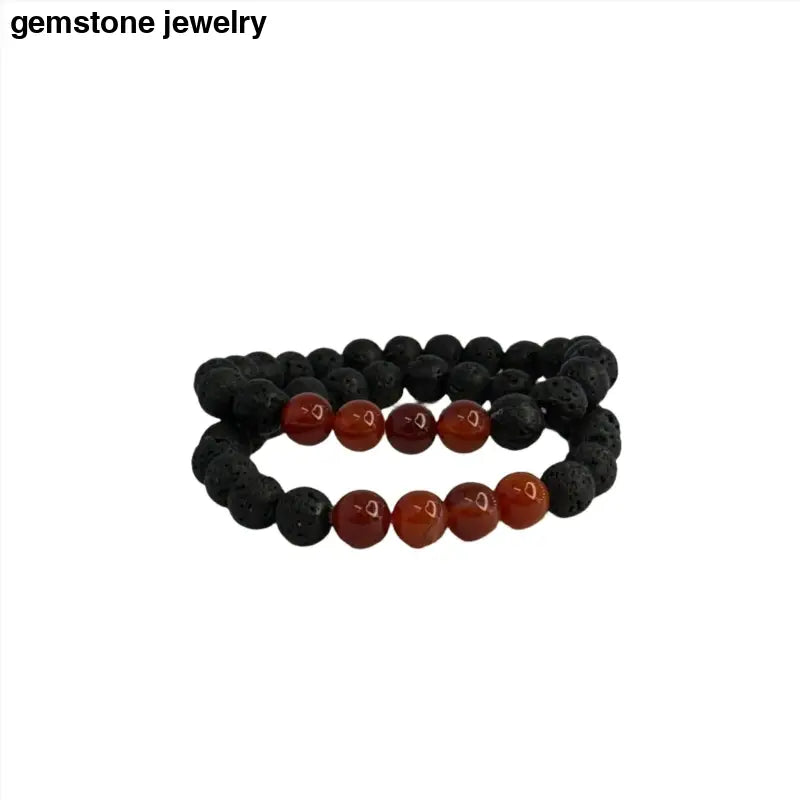 Mens Lava Stone Bracelet, Stone Bracelet, gem Bracelet - Bec Sue Jewelry Shop