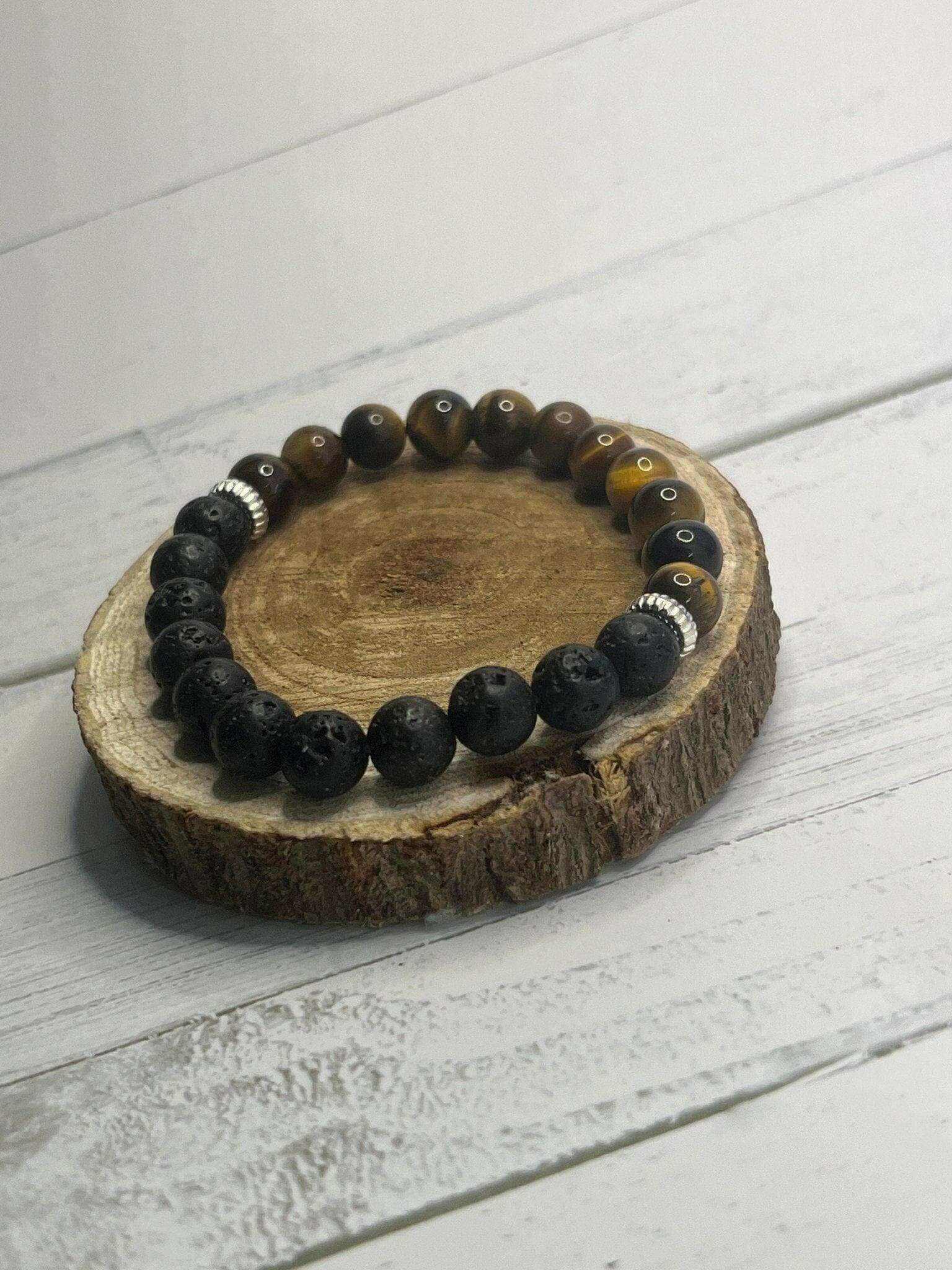 Lava Stone Bracelet, Tiger Eye Bracelet, Lava Rock Essential Oil bracelet - Bec Sue Jewelry Shop