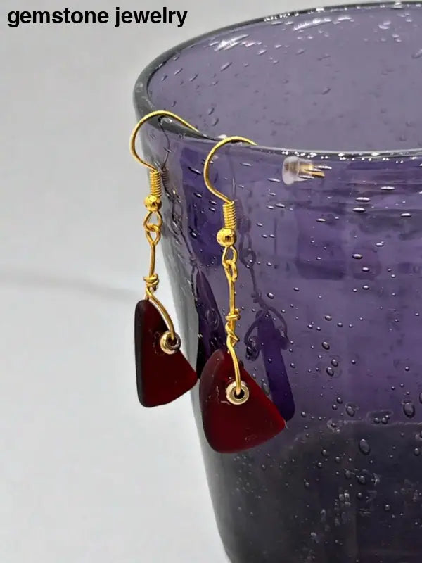 Red Dangling earrings for women, Red glass earrings, dangling earrings - Bec Sue Jewelry Shop