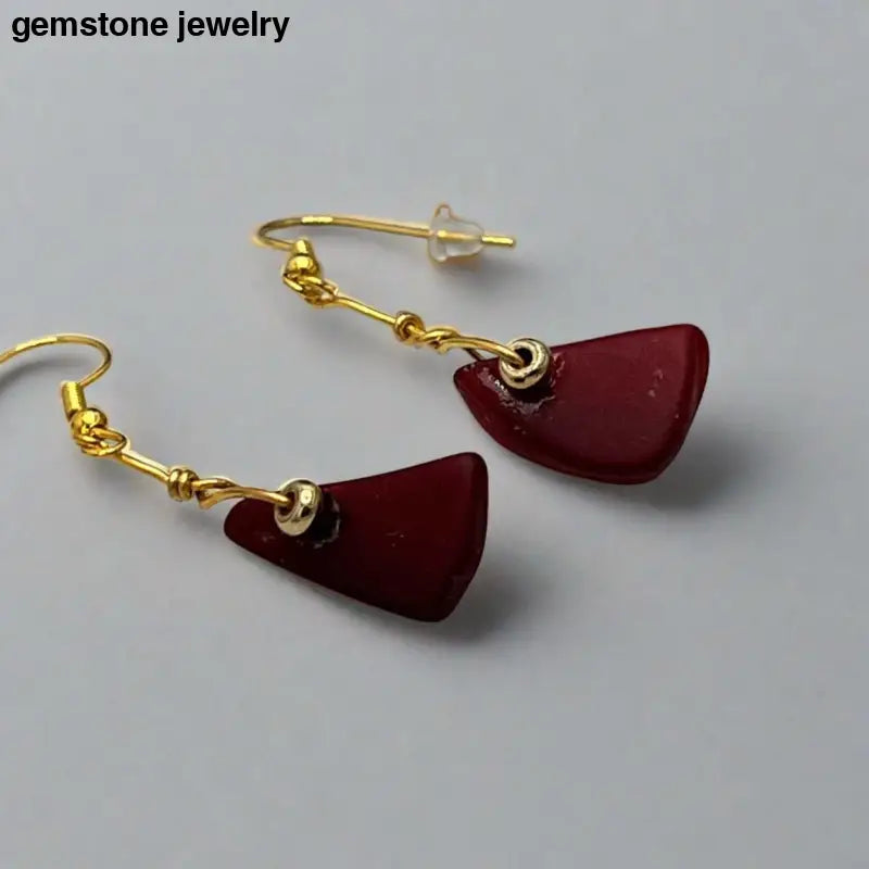 Red Dangling earrings for women, Red glass earrings, dangling earrings - Bec Sue Jewelry Shop