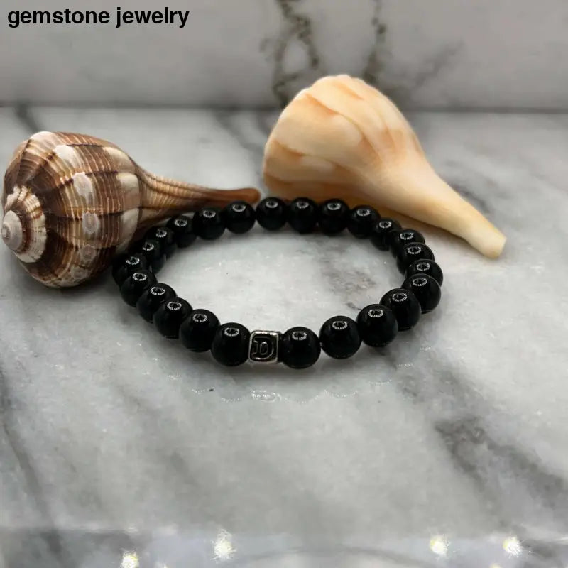 Men's Black Onyx Power Bracelet, personalized bracelet - Bec Sue Jewelry Shop