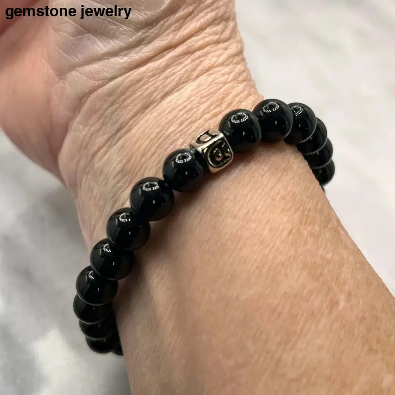 Men's Black Onyx Power Bracelet, personalized bracelet - Bec Sue Jewelry Shop