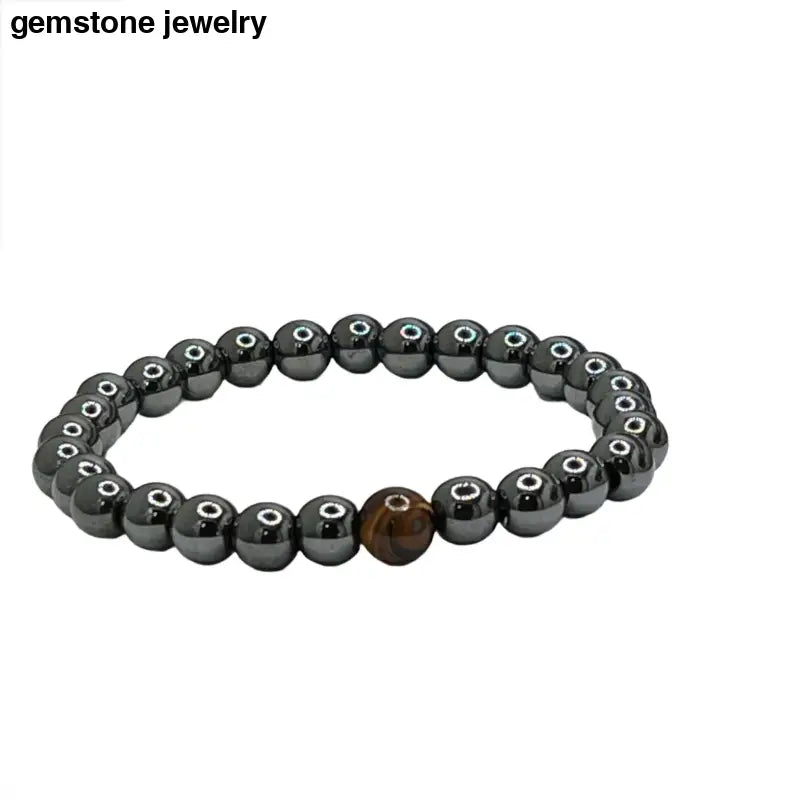 Mens Hematite Bracelet, 8mm Beaded Bracelet - Bec Sue Jewelry Shop