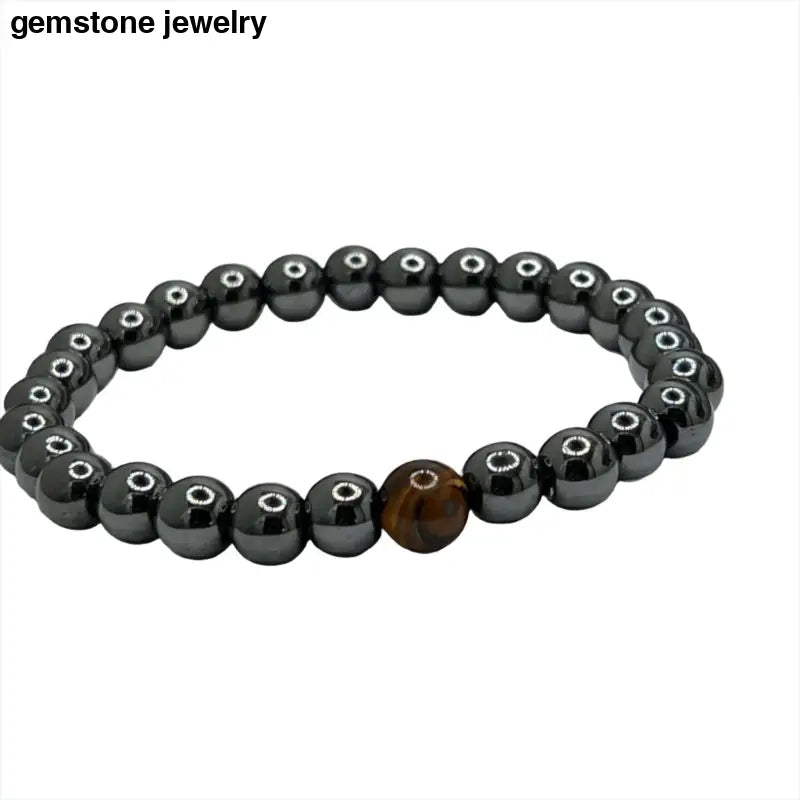 Mens Hematite Bracelet, 8mm Beaded Bracelet - Bec Sue Jewelry Shop