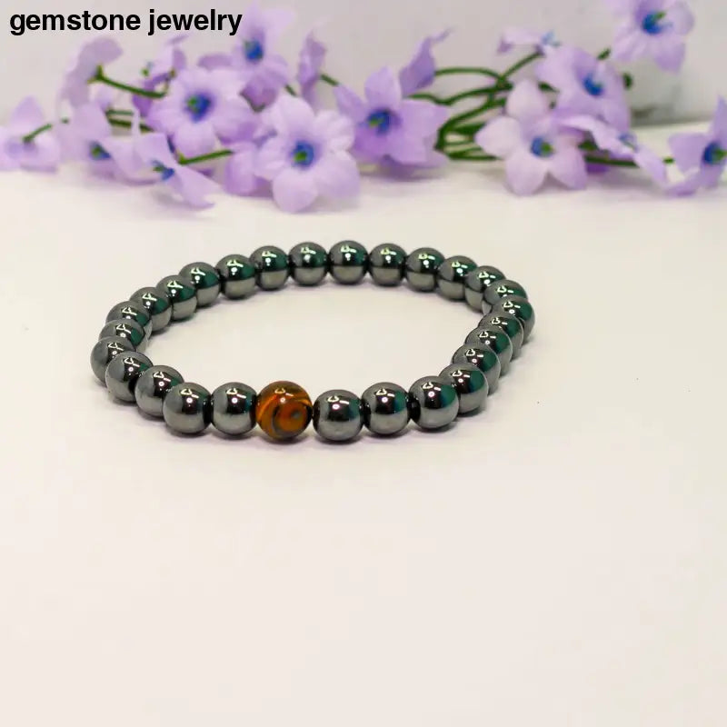 Mens Hematite Bracelet | 8mm Beaded Bracelet for Grounding & Strength - bracelets