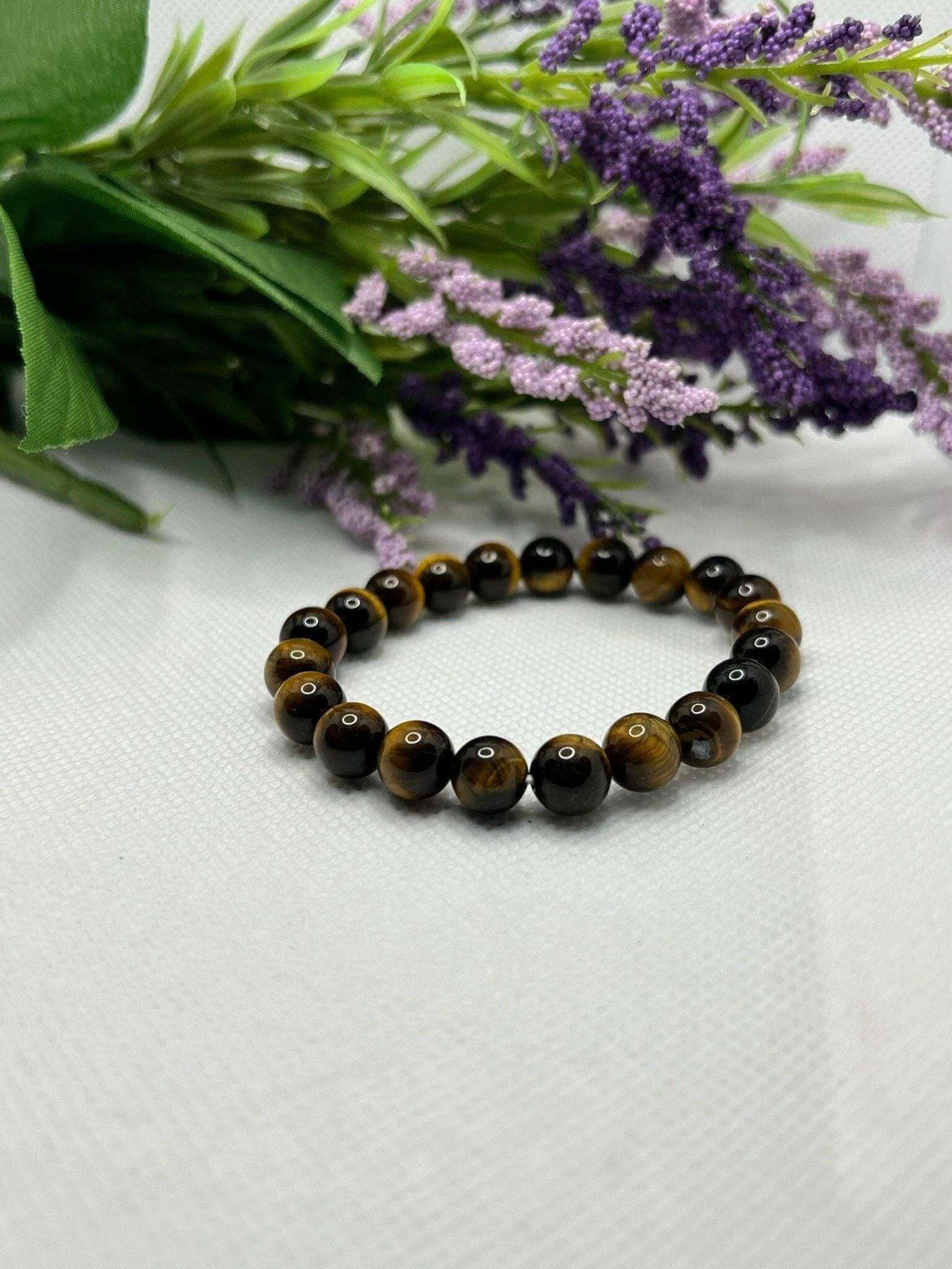 Mens Tiger Eye Bead Bracelet, Tiger Eye Gemstone Bracelet, Tiger Eye Bracelet - Bec Sue Jewelry Shop