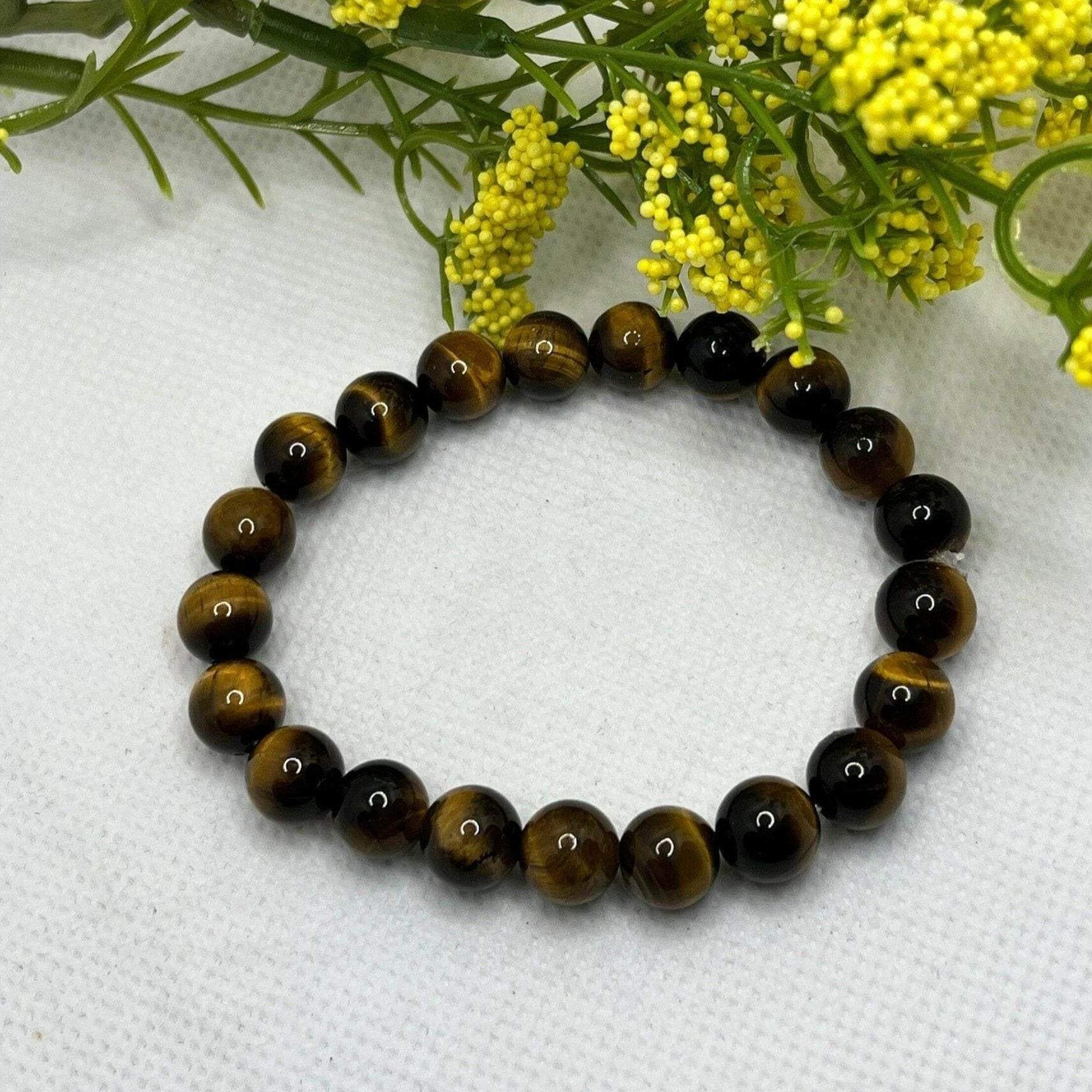 Mens Tiger Eye Bead Bracelet, Tiger Eye Gemstone Bracelet, Tiger Eye Bracelet - Bec Sue Jewelry Shop