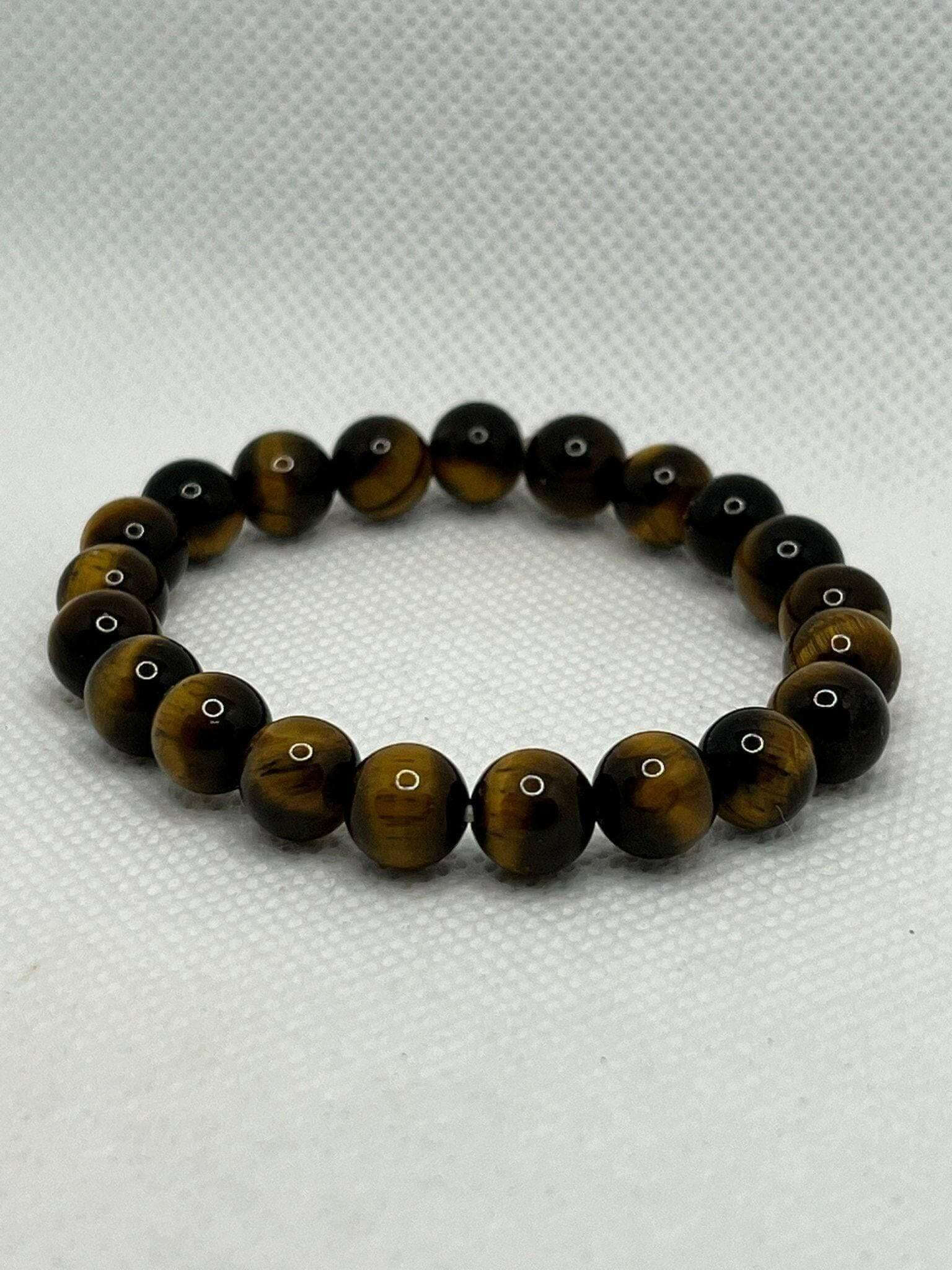 Mens Tiger Eye Bead Bracelet, Tiger Eye Gemstone Bracelet, Tiger Eye Bracelet - Bec Sue Jewelry Shop