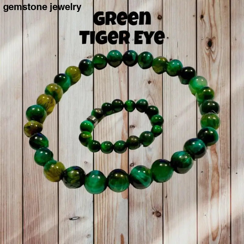 Natural Green Tiger Eye Bracelet & Ring, Jewelry Set - Bec Sue Jewelry Shop