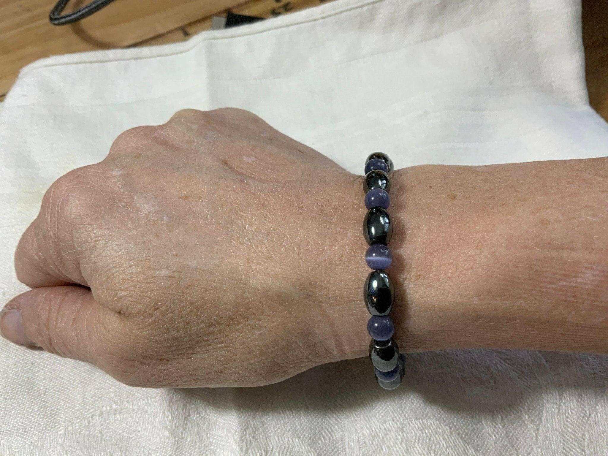 Natural Hematite Gemstone Bracelet, Hematite Stretch Bracelet, Handmade Stretch Bracelet, Hematite Gemstone Bracelet, Hematite Chakra - Bec Sue Jewelry Shop