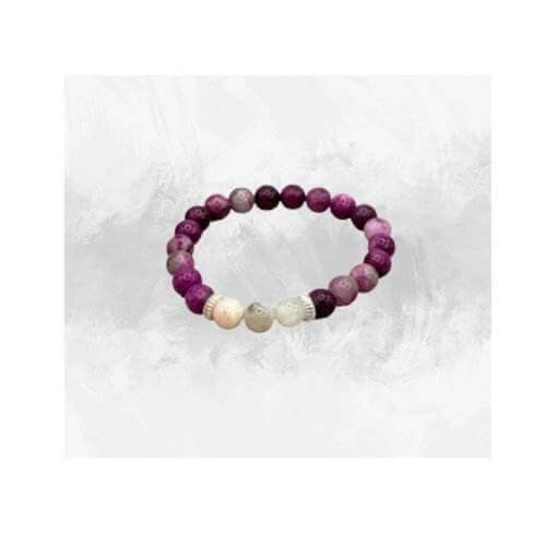 One - of - a - Kind Sugilite and Agate 8mm Bead Bracelet - Unisex Sugilite Jewelry - Bec Sue Jewelry Shop