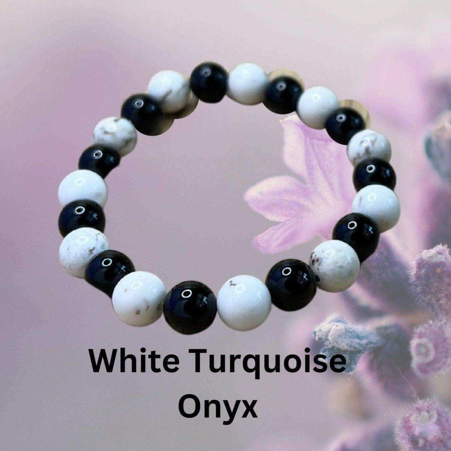 Onyx Bracelet, Turquoise Bead Bracelet, White Turquoise Bracelet - Bec Sue Jewelry Shop