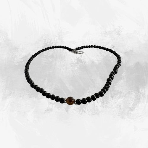 Black Onyx & Tiger Eye Necklace for Men – Power & Protection