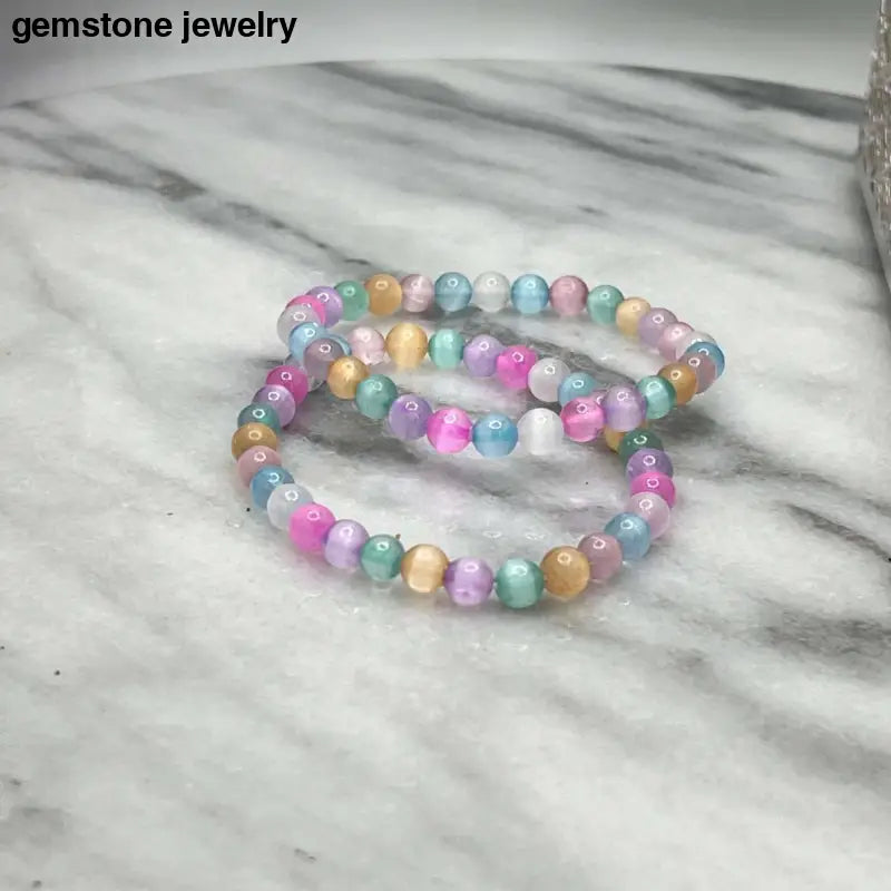 Embrace Serenity: Discover Our Vibrant 6mm Selenite Stretch Bracelets!, 6mm AAA Grade Selenite purity and peace - Bec Sue Jewelry Shop