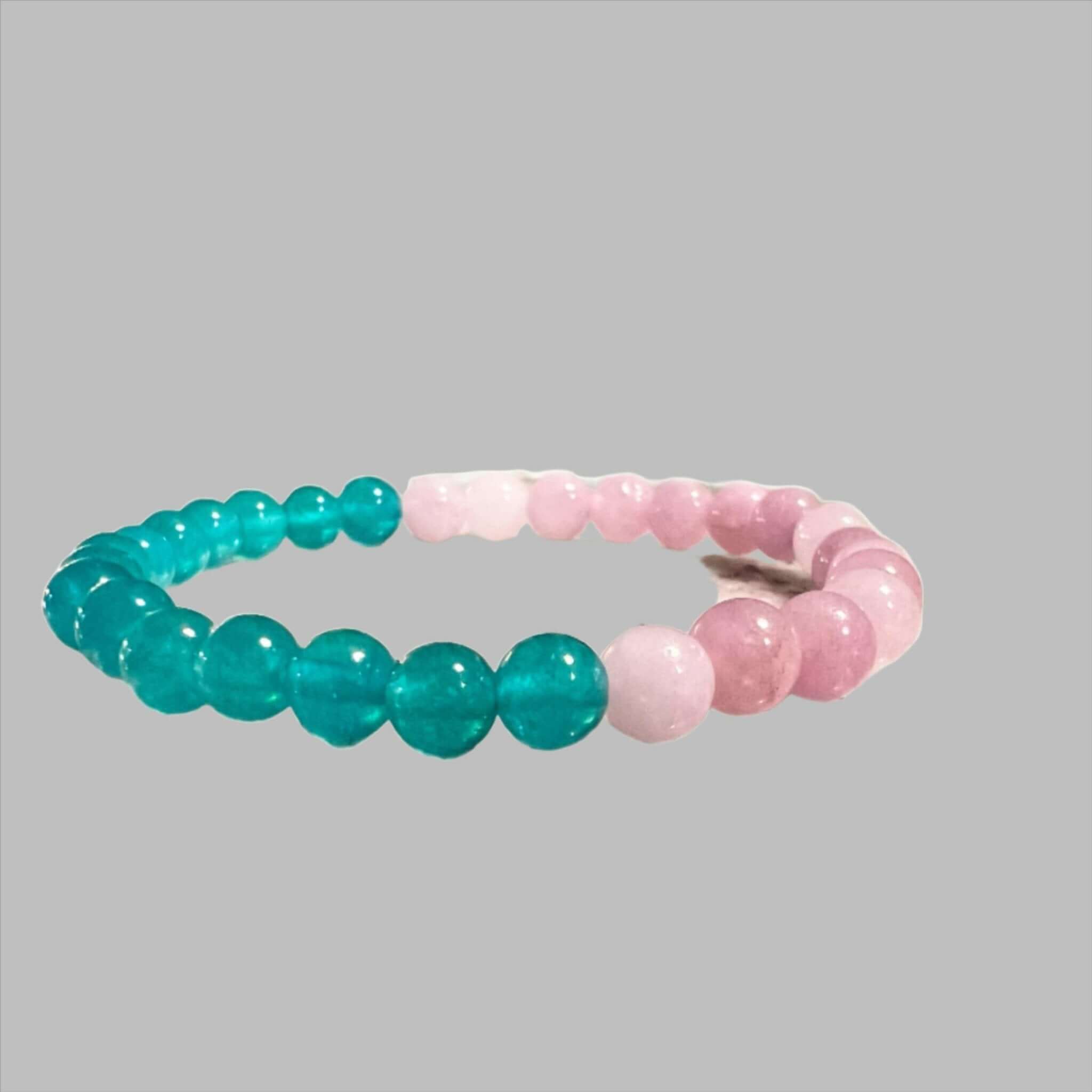 Pink Opal and Blue Amazonite Jade 6mm Bead Stretch Bracelet for Tranquility and Harmony - Bec Sue Jewelry Shop