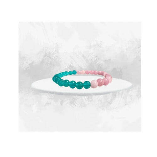 Pink Opal and Blue Amazonite Jade 6mm Bead Stretch Bracelet for Tranquility and Harmony - Bec Sue Jewelry Shop