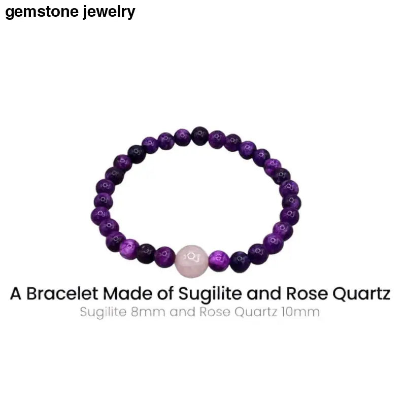 Unique Sugilite Bead Bracelet 8mm - One - of - a - Kind Handcrafted Gemstone Jewelry - Bec Sue Jewelry Shop