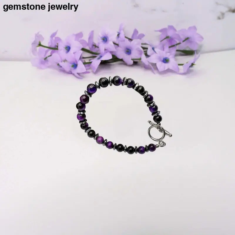 Tiger eye purple bracelet