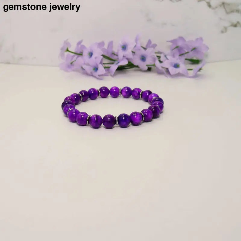 Sugilite Crystals Sugilite Gemstone Bracelet - 6.5/ 7 / purple/silver / sugilite/sterling silver spacers - sugilite