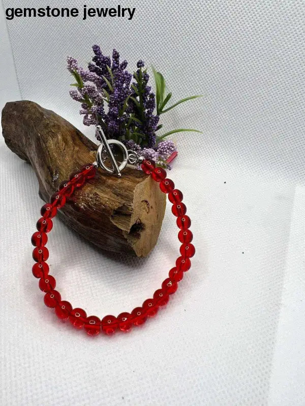 Red Bead Bracelet, Handmade Bracelet, Gemstone Bracelet - Bec Sue Jewelry Shop