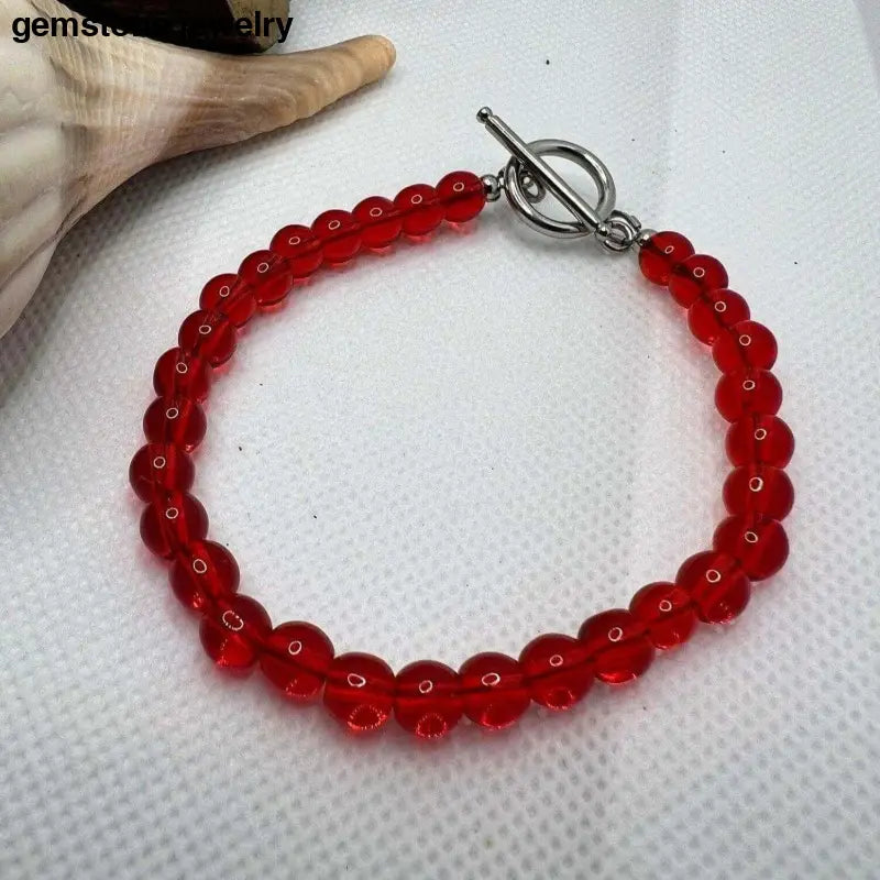 Red Bead Bracelet, Handmade Bracelet, Gemstone Bracelet - Bec Sue Jewelry Shop