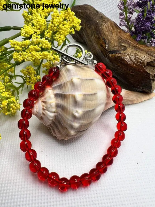 Red Bead Bracelet, Handmade Bracelet, Gemstone Bracelet - Bec Sue Jewelry Shop