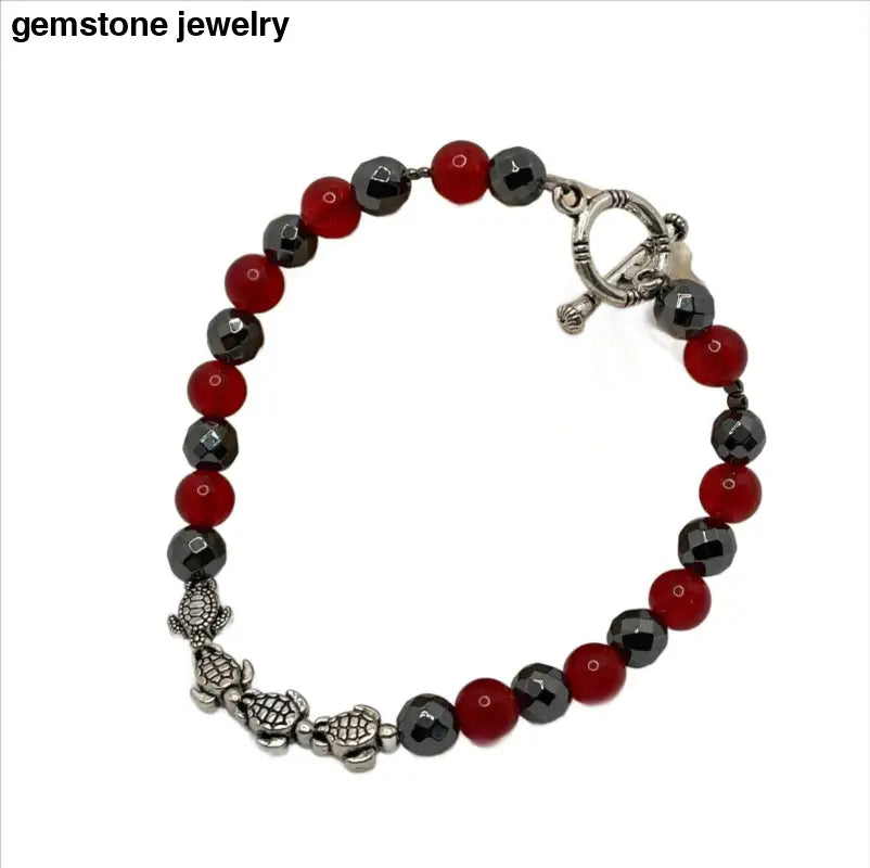 Turtle Bracelet, Red coral bamboo Bracelet - Bec Sue Jewelry Shop