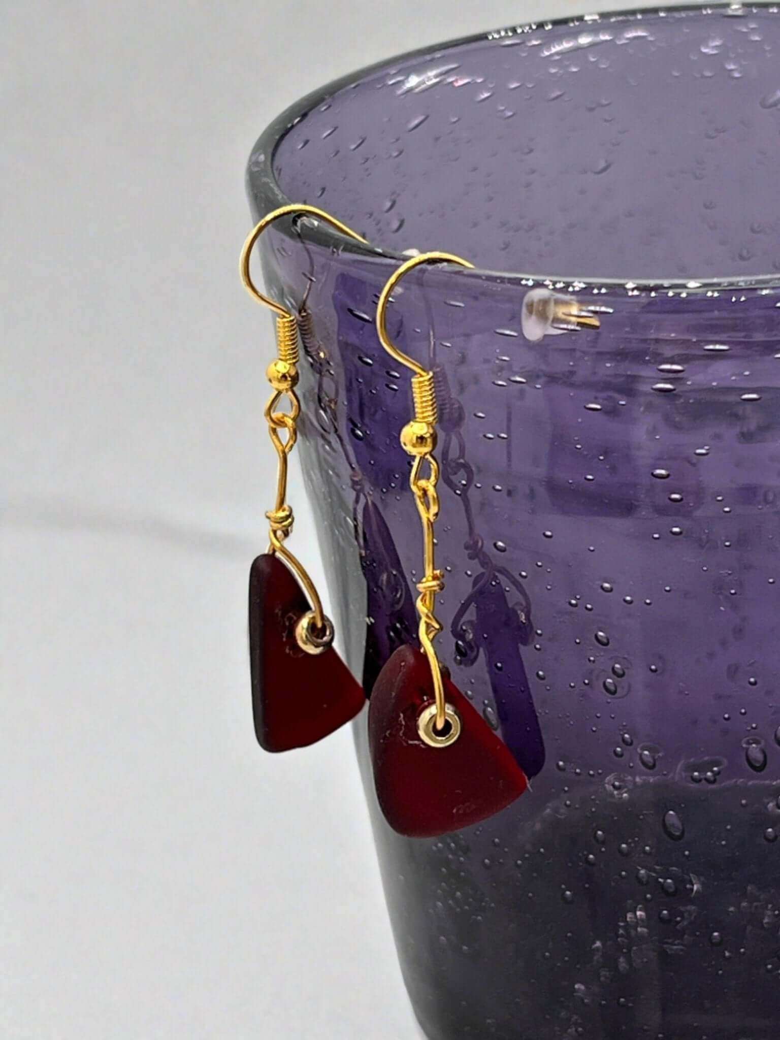 Red Dangling earrings for women, Red glass earrings, dangling earrings - Bec Sue Jewelry Shop