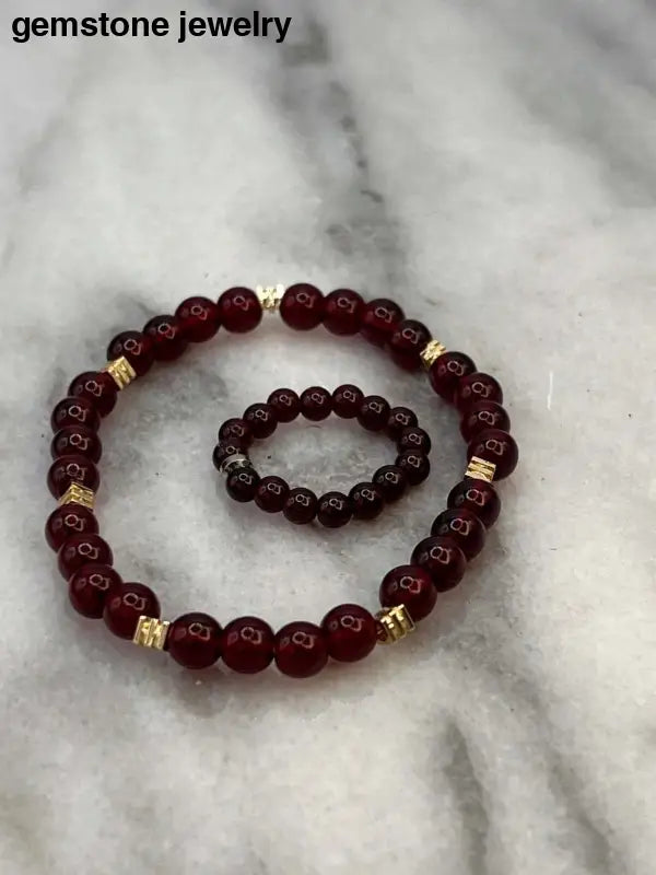 Red Garnet Glass Bracelet, Red Beaded Jewelry - Bec Sue Jewelry Shop